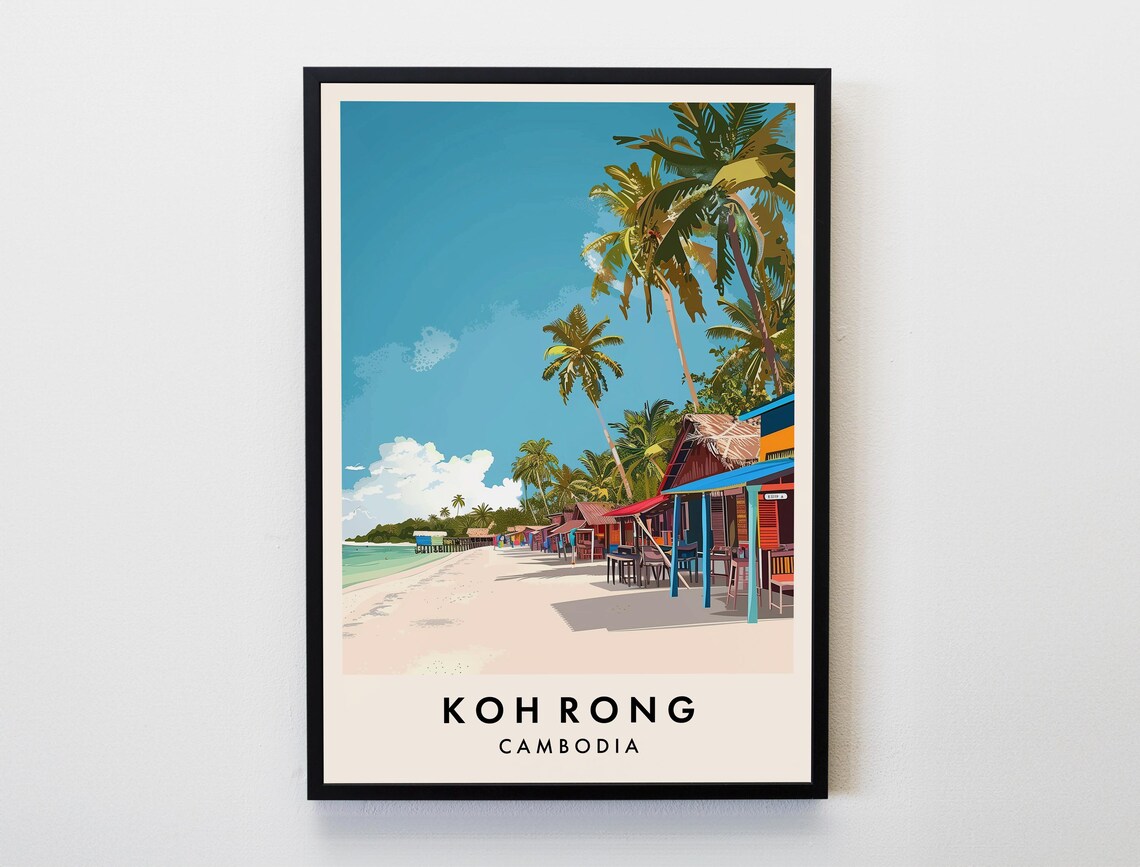Koh Rong Travel Poster, Cambodia Travel Art Print