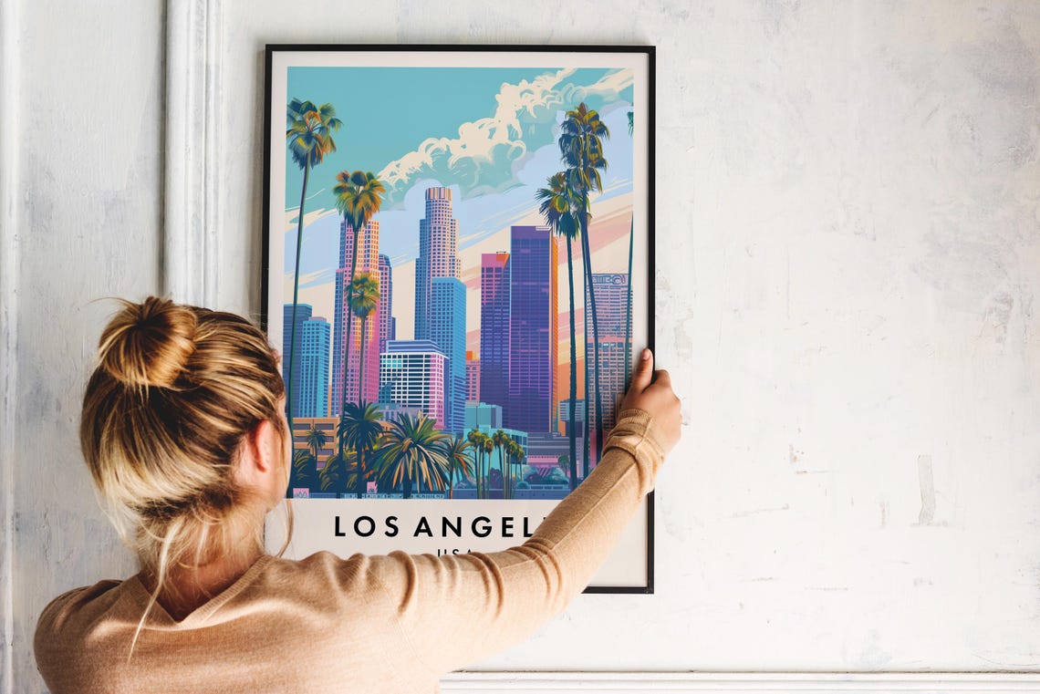 Los Angeles Travel Print Wall Art Los Angeles Los Angeles Print Los Angeles Poster Los Angeles Gift Art Los Angeles Travel Art - Image 2
