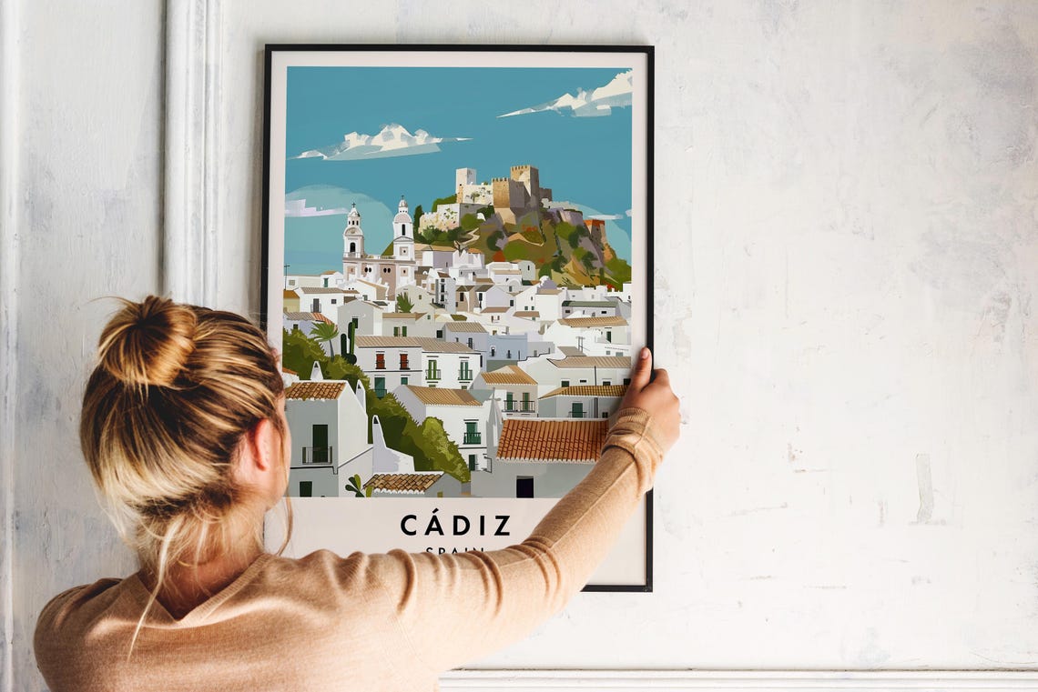 Cadiz Travel Print Wall Art Cadiz Cadiz Poster Spain Travel Print Travel Lovers Home Decor Wall Art City Travel Poster Gift Print - Image 2