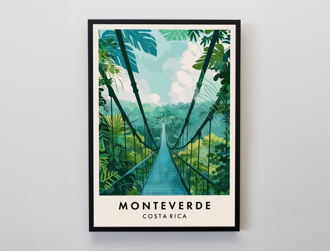 Monteverde Travel Print Wall Art Monteverde Costa Rica Gift Costa Rica Poster Central America Travel Print Travel Lovers Gift Wall Art