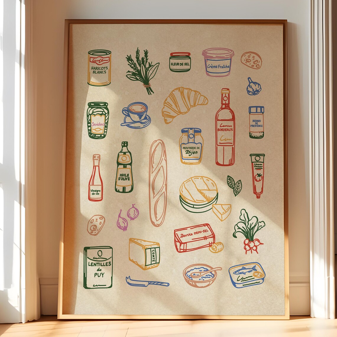 Whimsical French Pantry Sketch Paris Bistro Art Print