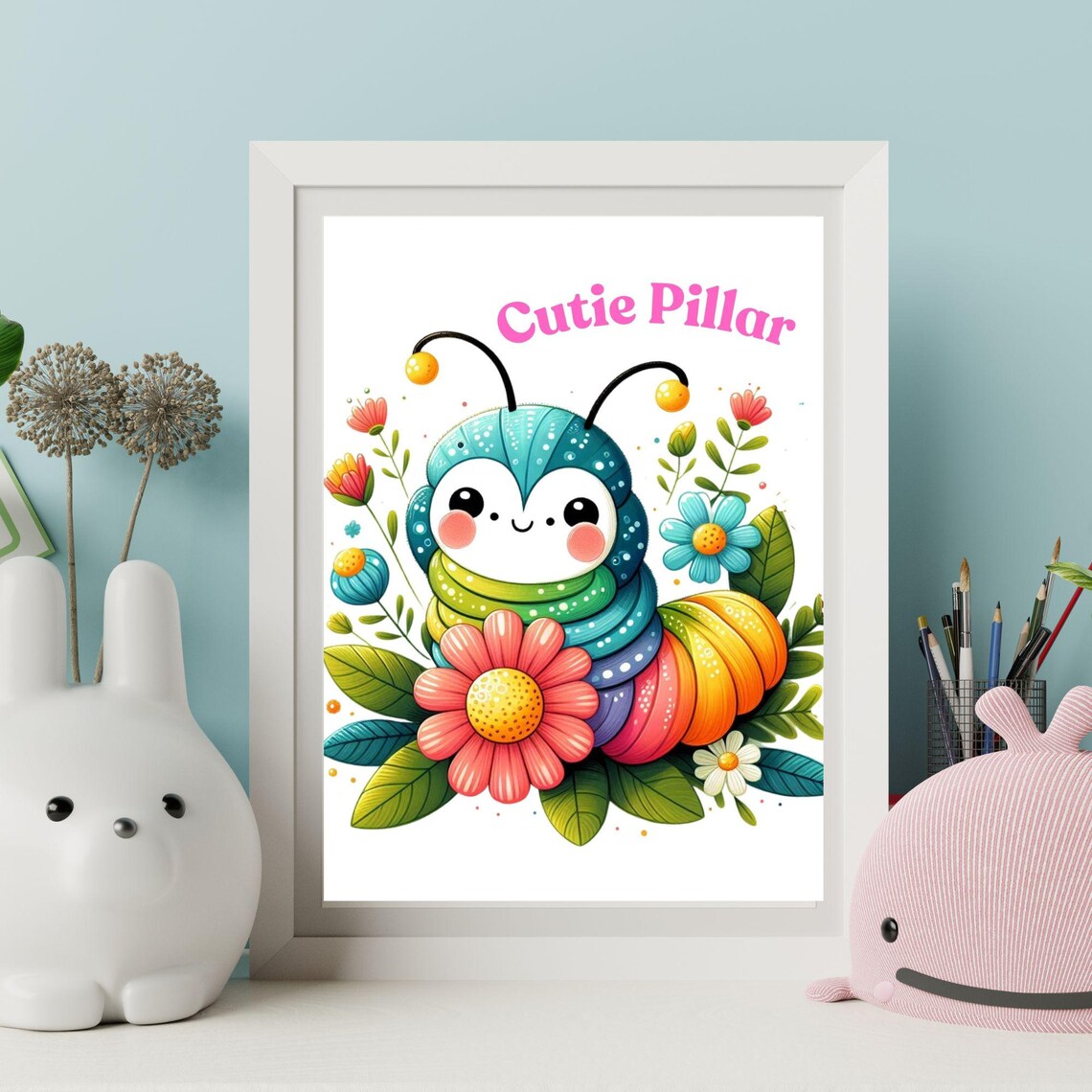 Illustrated Colourful Caterpillar Nursery Decor - Image 3