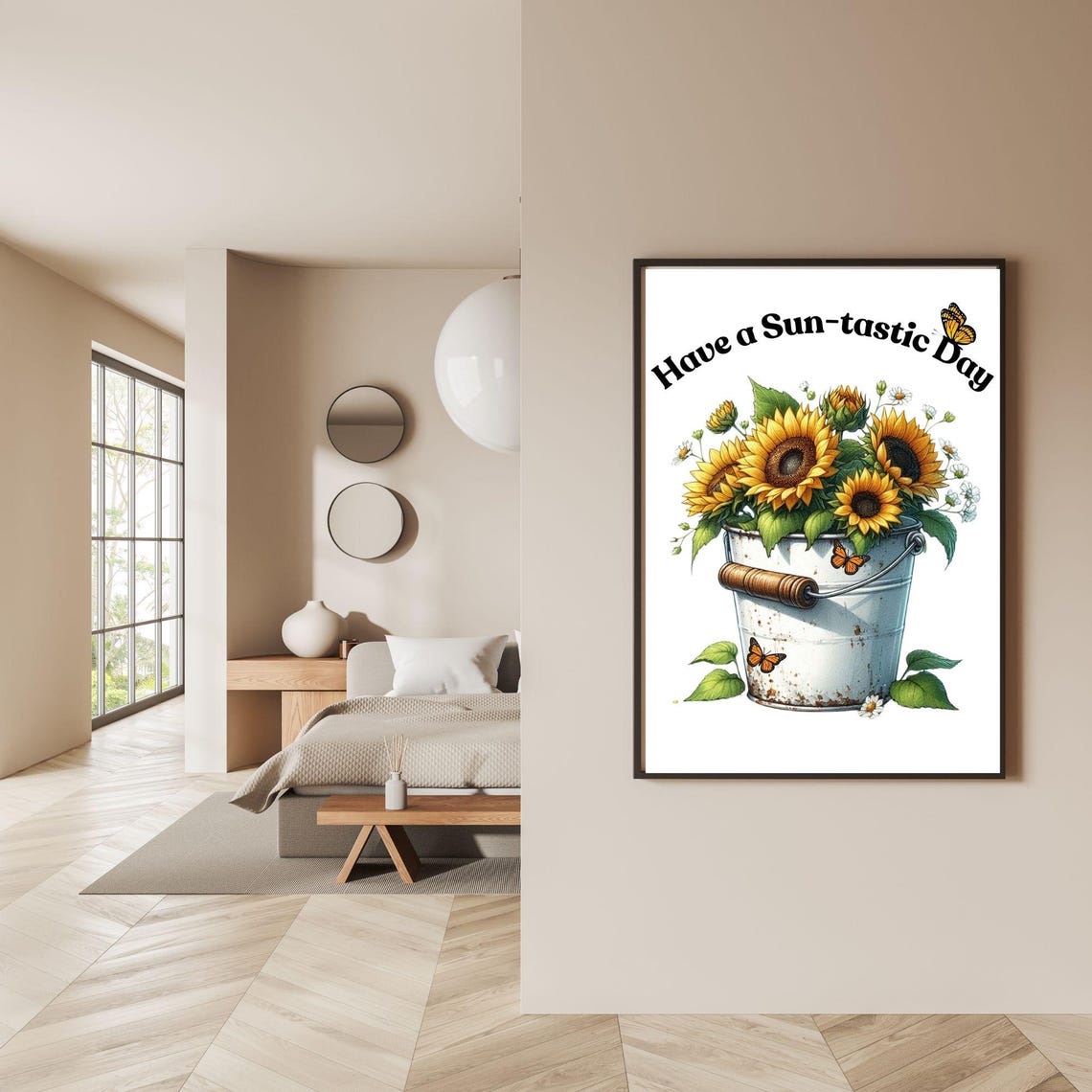 Have a Sun-tastic Day Sunflowers in a Bucket Butterfly Poster - Image 5