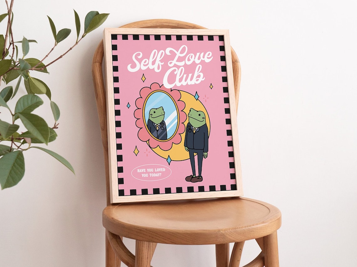 Girly Frog Self Care Positivity Retro Y2K Art Print - Image 3
