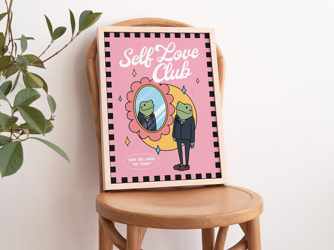 Girly Frog Self Care Positivity Retro Y2K Poster - Image 3