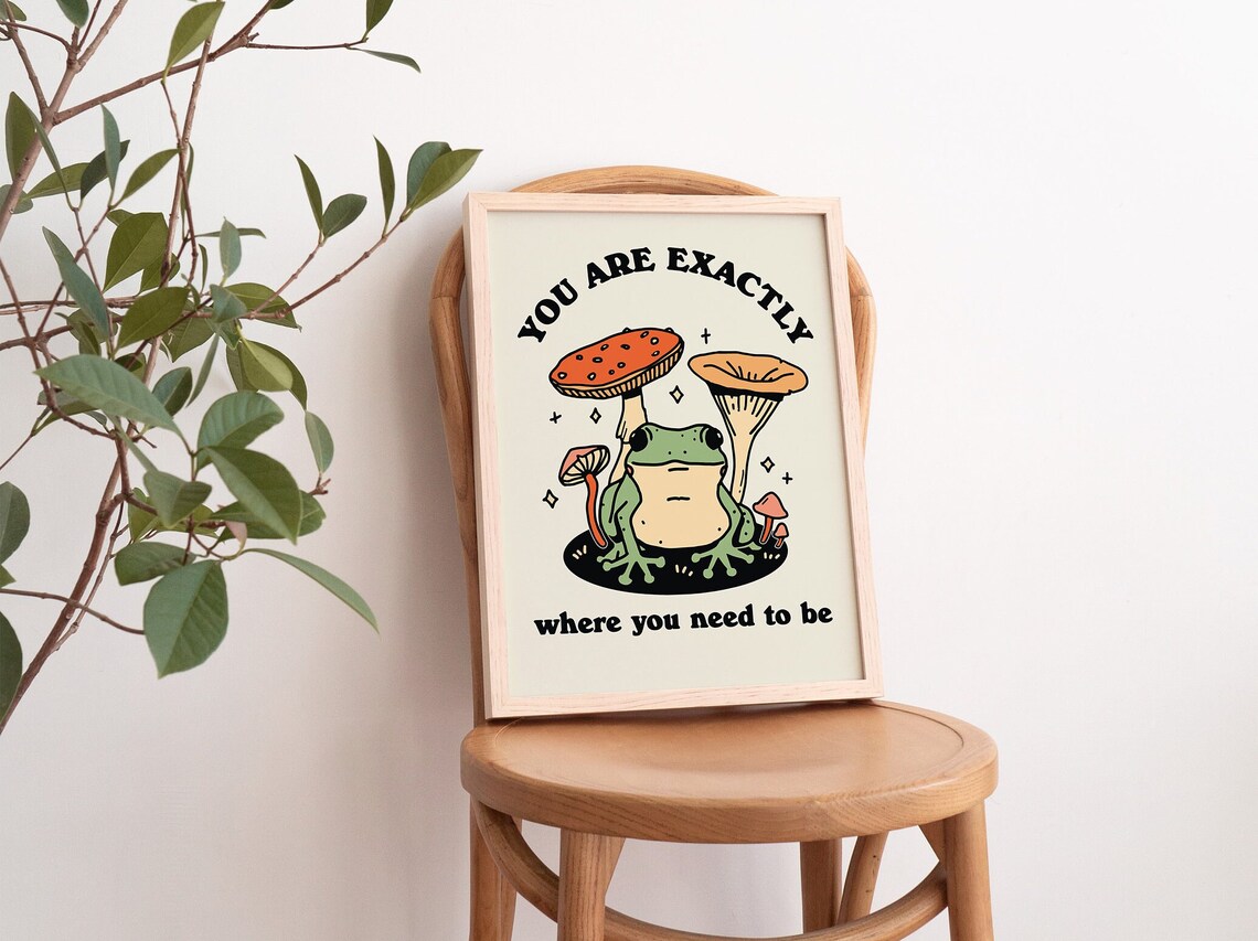 Retro Frog Mushroom Positive Quote Poster Print - Image 3
