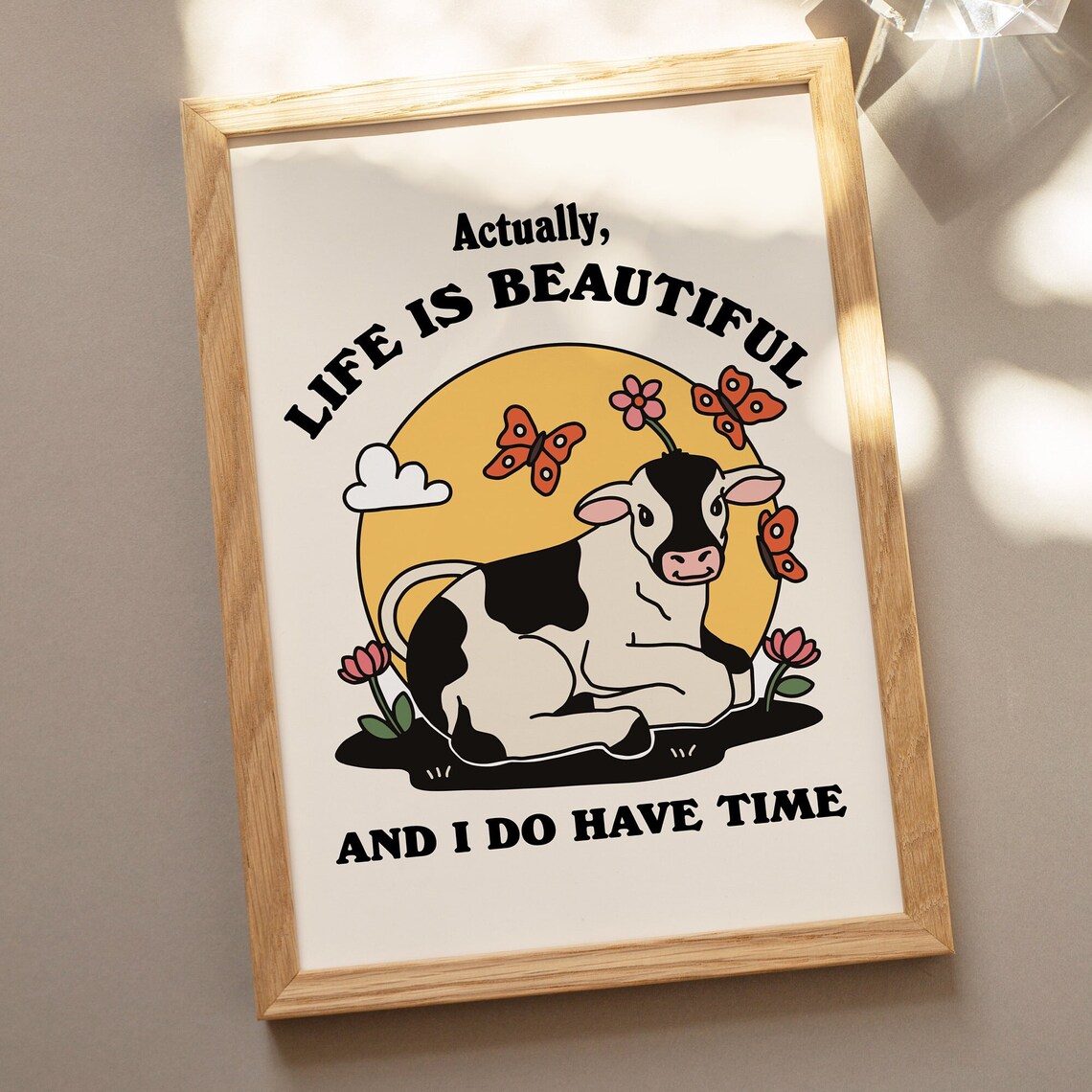 Cute Cow Quote Print, Retro Cottagecore Farm Art - Image 3