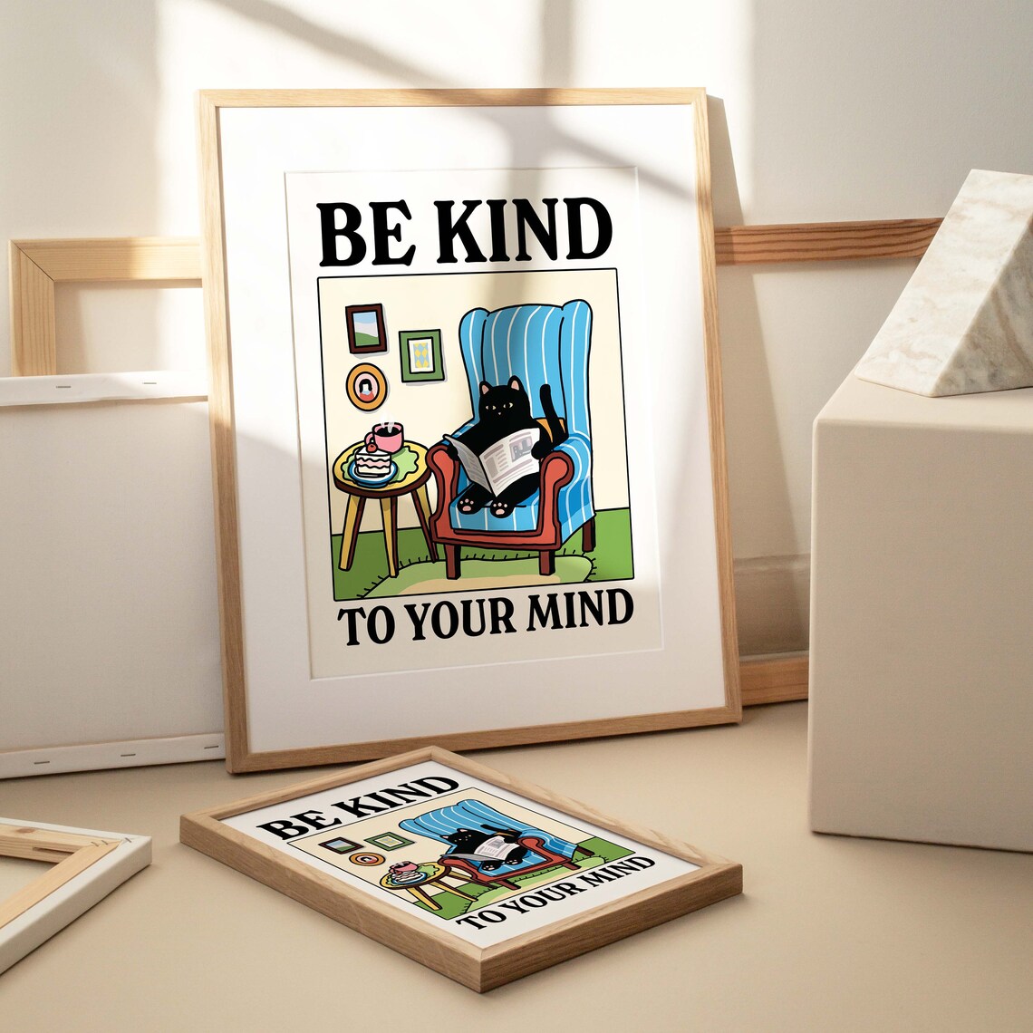 Be Kind Cat Print, Cute Black Cat Illustration - Image 2