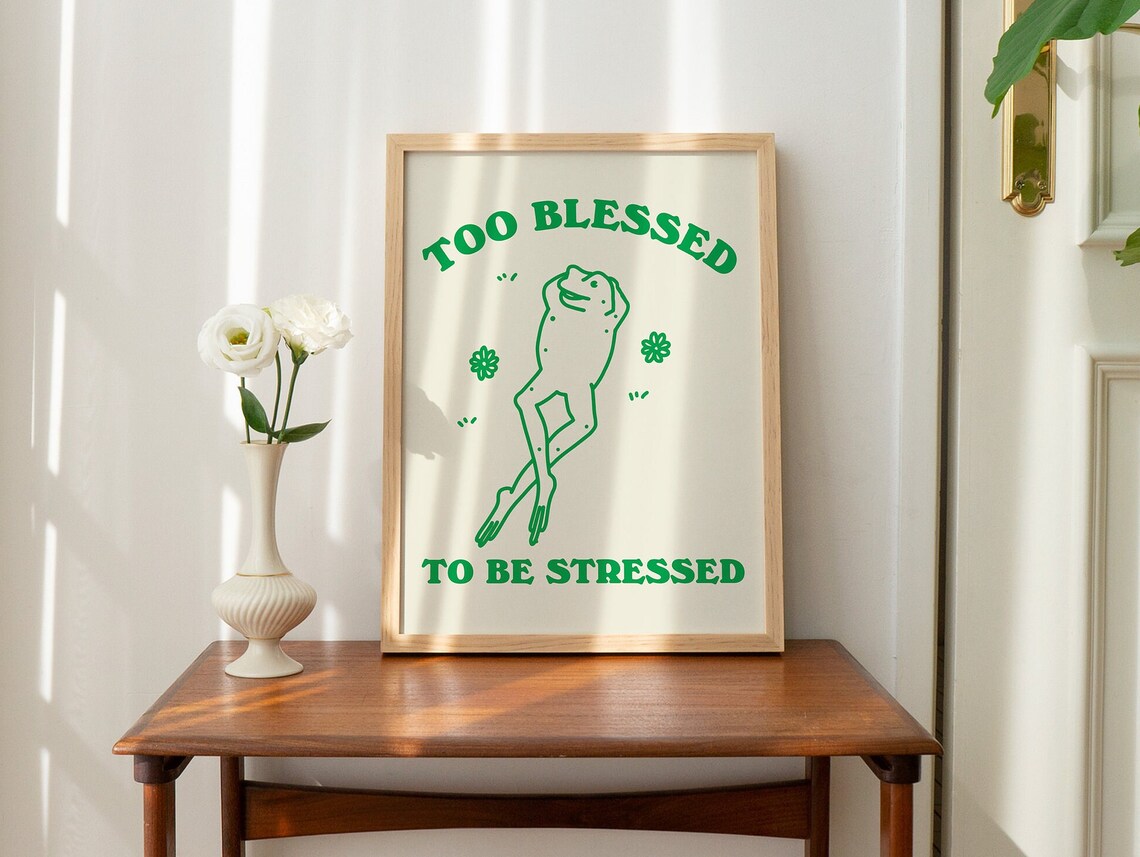 Green Frog Cute Quote Retro Minimal Art Print - Image 2