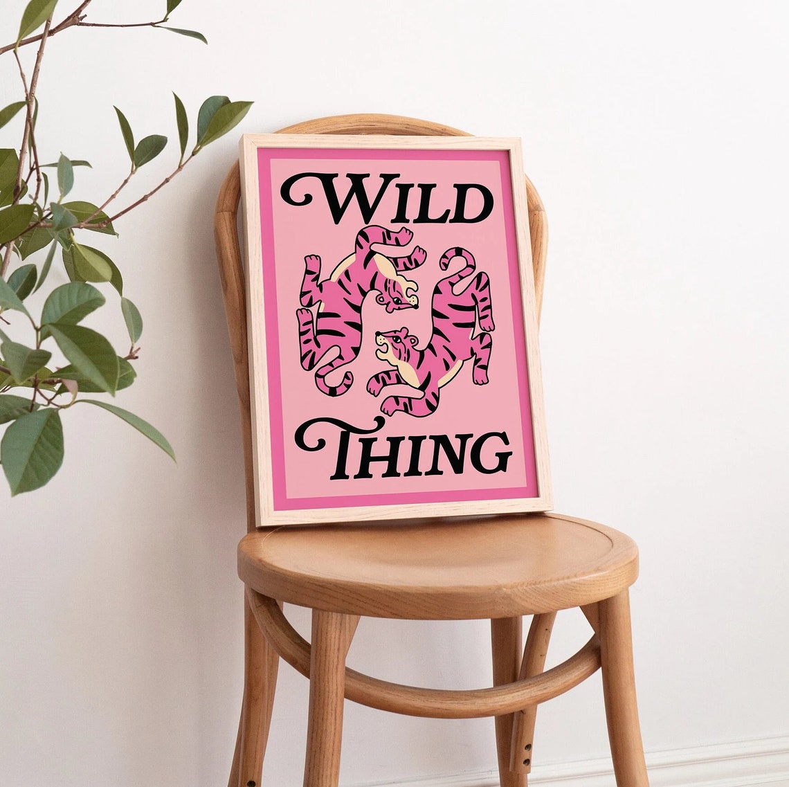 Wild Thing Pink Tigers Maximalist Retro Statement Animal Poster - Image 4