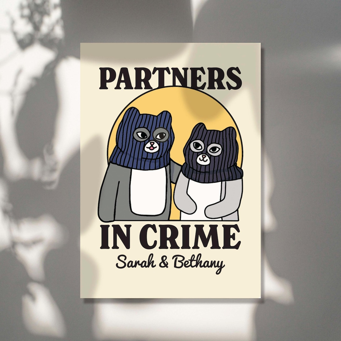 Personalized Partners In Crime Cat Print, Custom Cats - Image 3