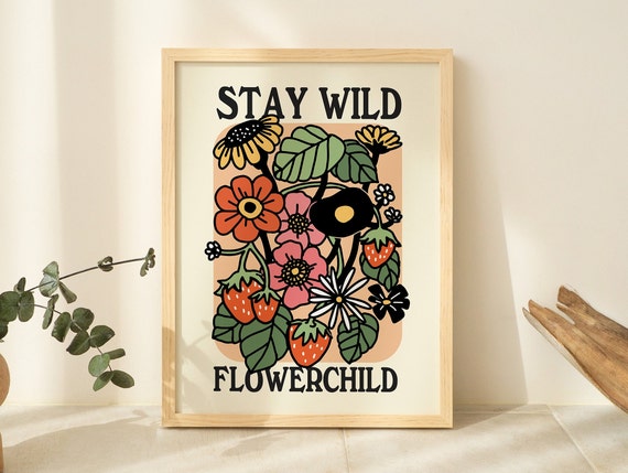Retro Flowers Poster Cute Quote Print Trendy Office Decor Flower Market Poster Eclectic Art Print Flowers Art