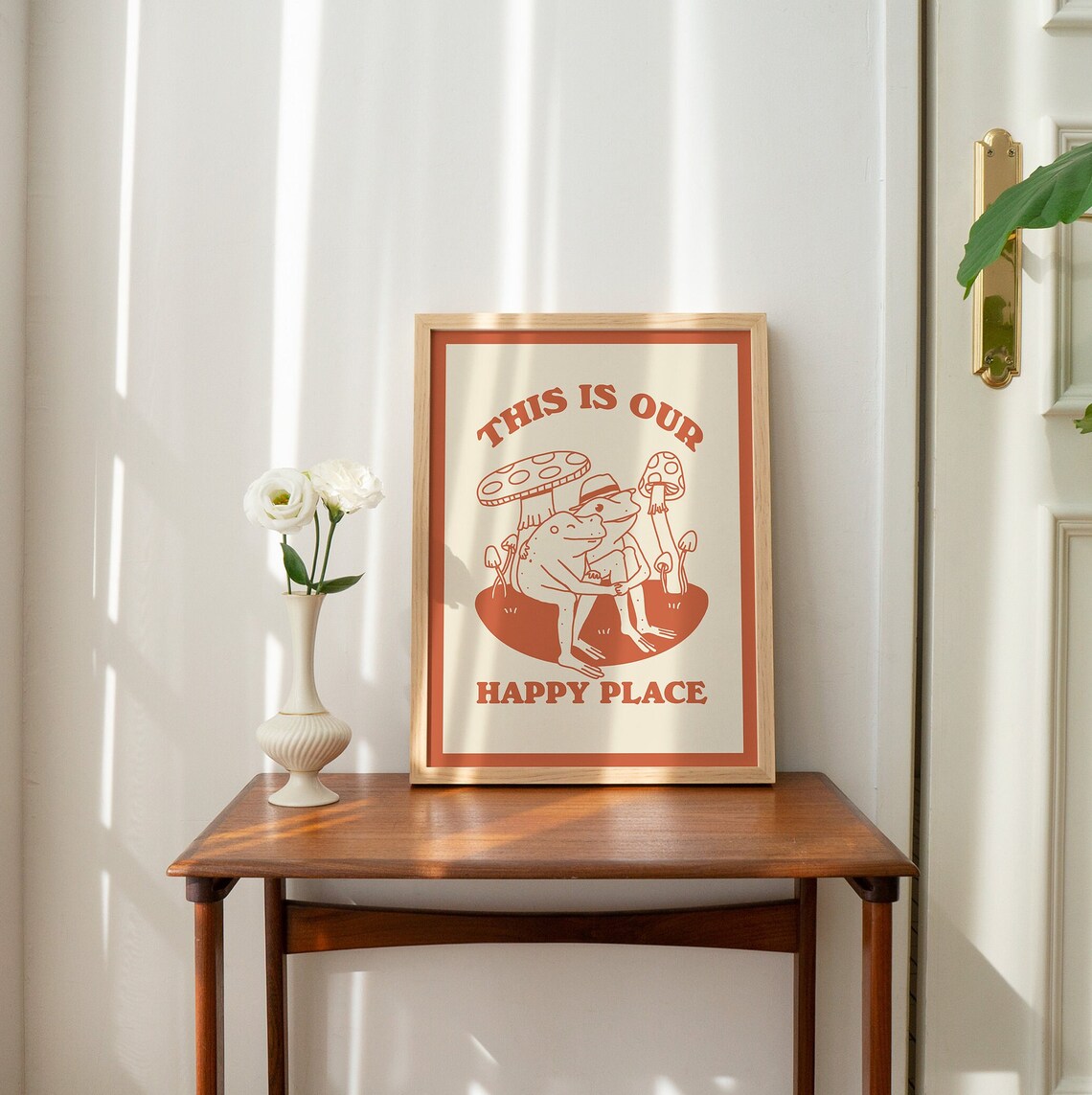 Cottagecore Frog and Mushroom Retro Art Print - Image 2
