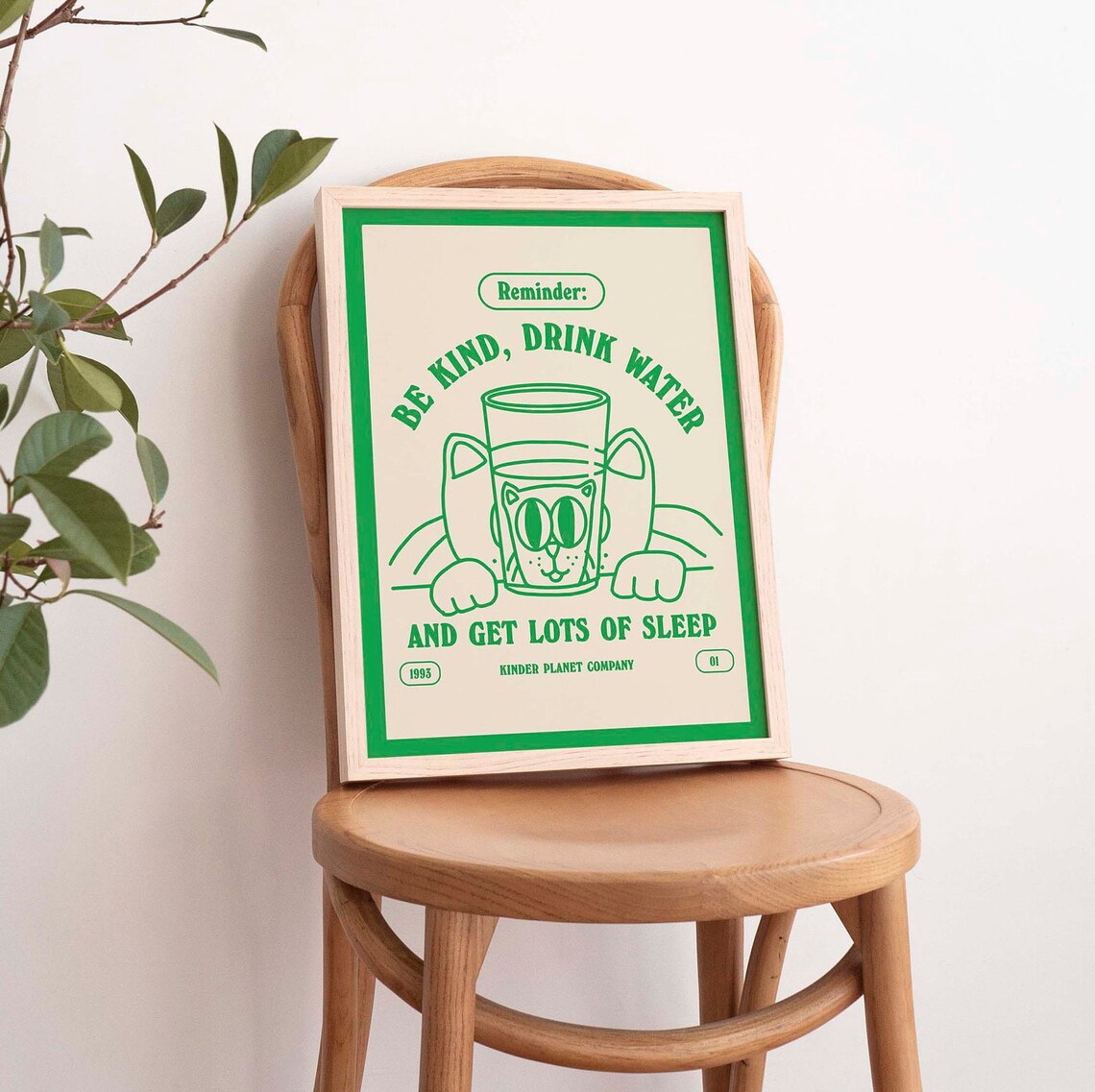 Retro Cat Water Print, Be Kind Drink Water - Image 3