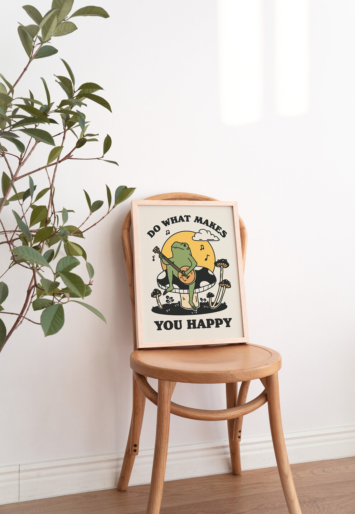 Do What Makes You Happy Guitar Frog Mushroom Colorful Poster - Image 3