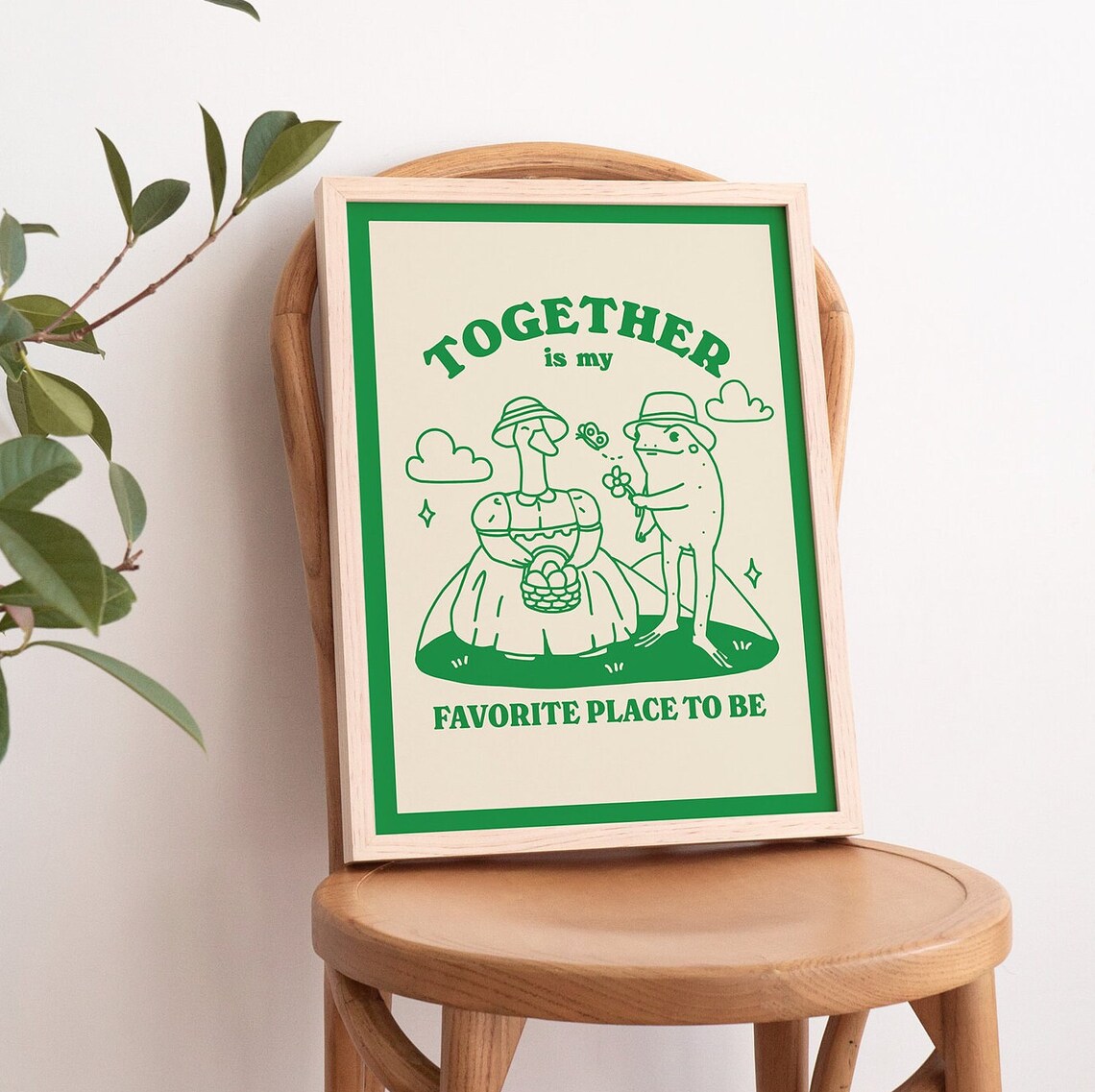 Together Is My Favorite Place To Be Goose Frog Green Line Poster - Image 3