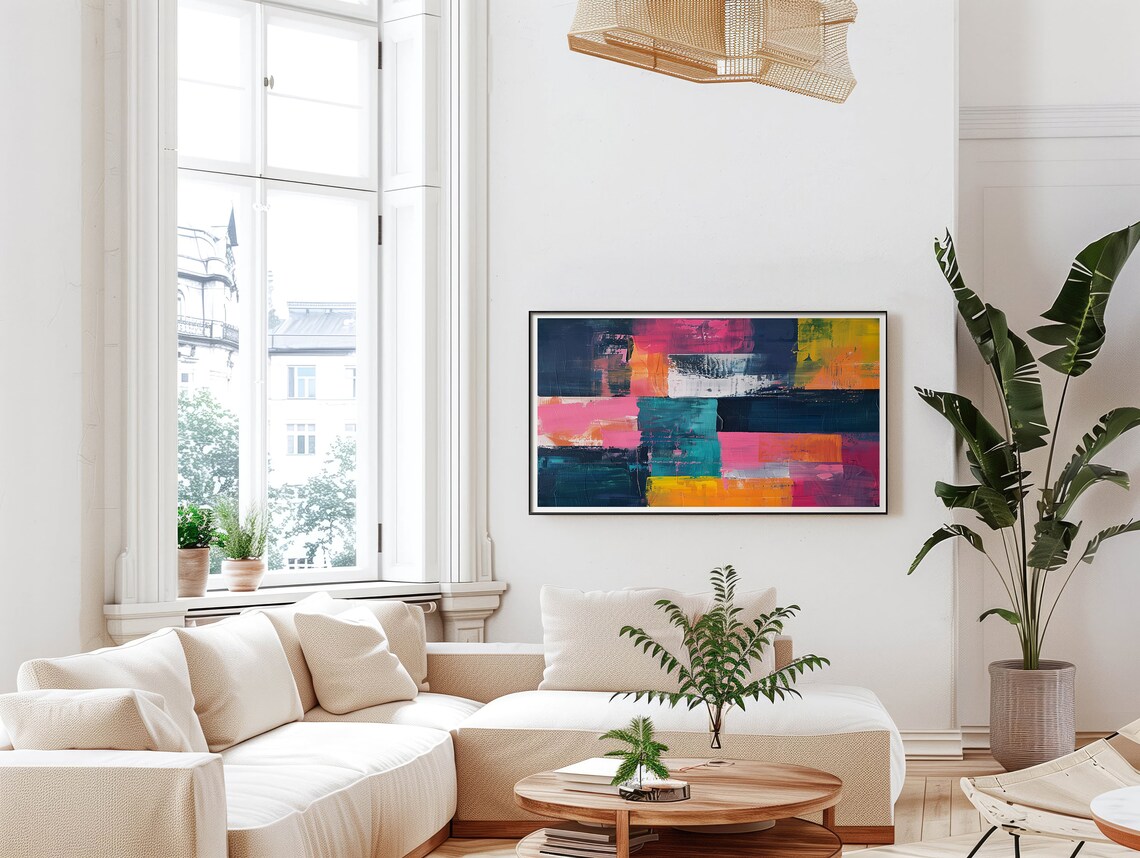 Abstract Frame Tv Art Art For Frame Tv Summer Abstract Oil Painting Pink Orange Abstract Art 032 - Image 5