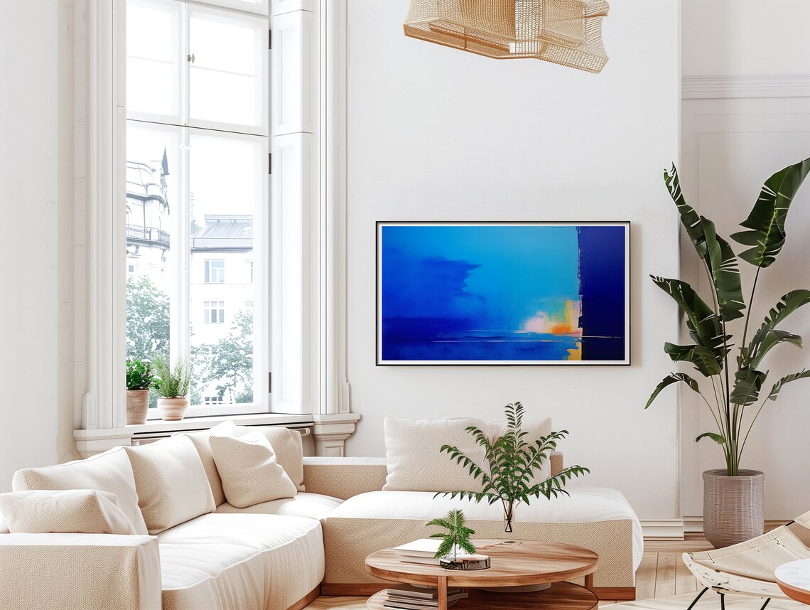 Electric Blue Minimalist Abstract Horizon Ocean Modern Wall Poster - Image 5