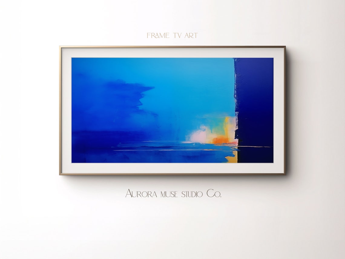 Electric Blue Minimalist Abstract Horizon Ocean Modern Wall Poster - Image 4