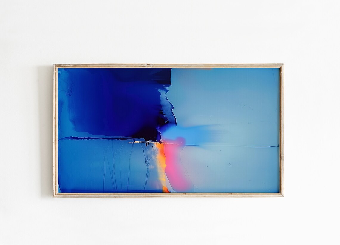 Cobalt Blue And Pink Abstract Oil Painting Color Wash Art Poster
