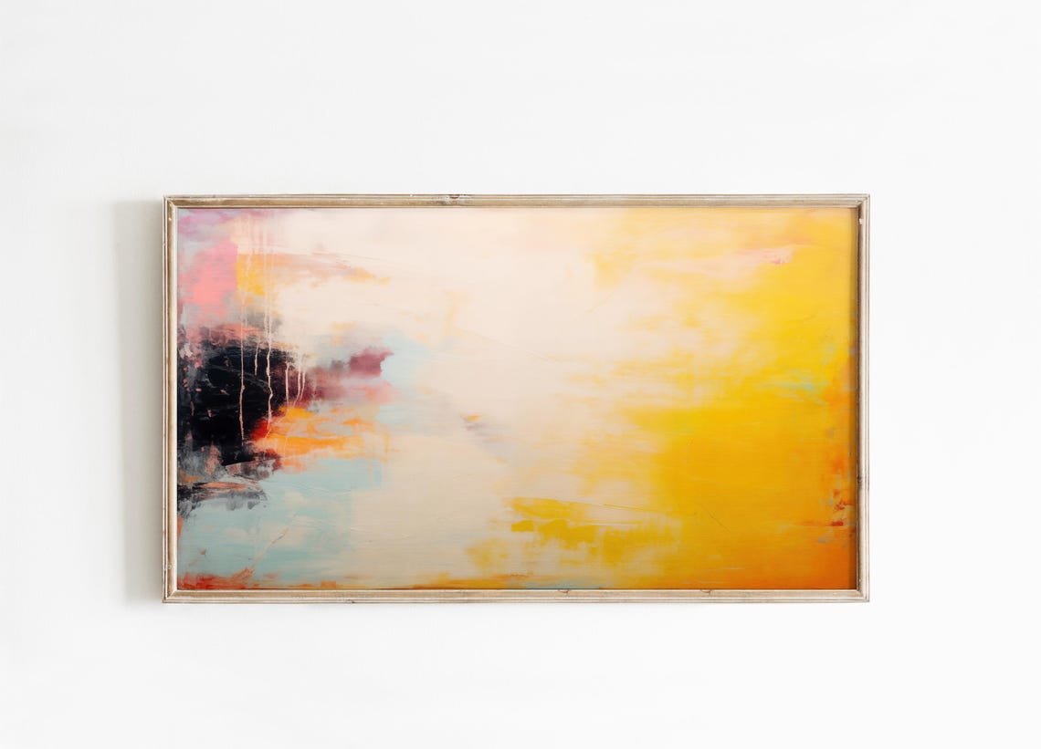 Abstract Frame Tv Art Art For Frame Tv Spring Abstract Oil Painting Yellow Beige Abstract Art 201 - Image 5
