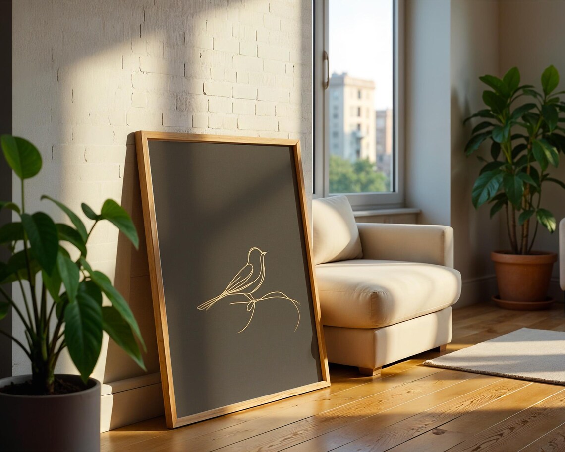 Minimalist Line Art Bird, Home Kitchen Office Decor - Image 3