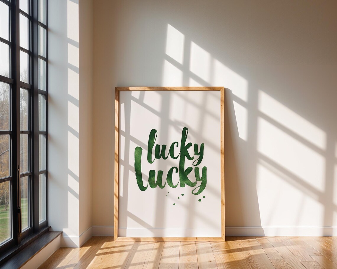 Lucky Lucky Green Text Home Kitchen Office Decor - Image 5
