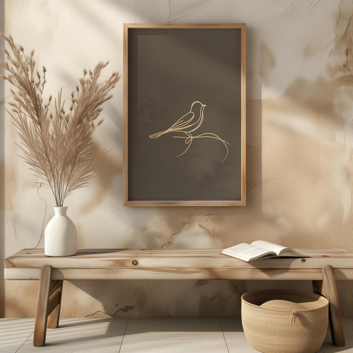Minimalist Line Art Bird, Home Kitchen Office Decor