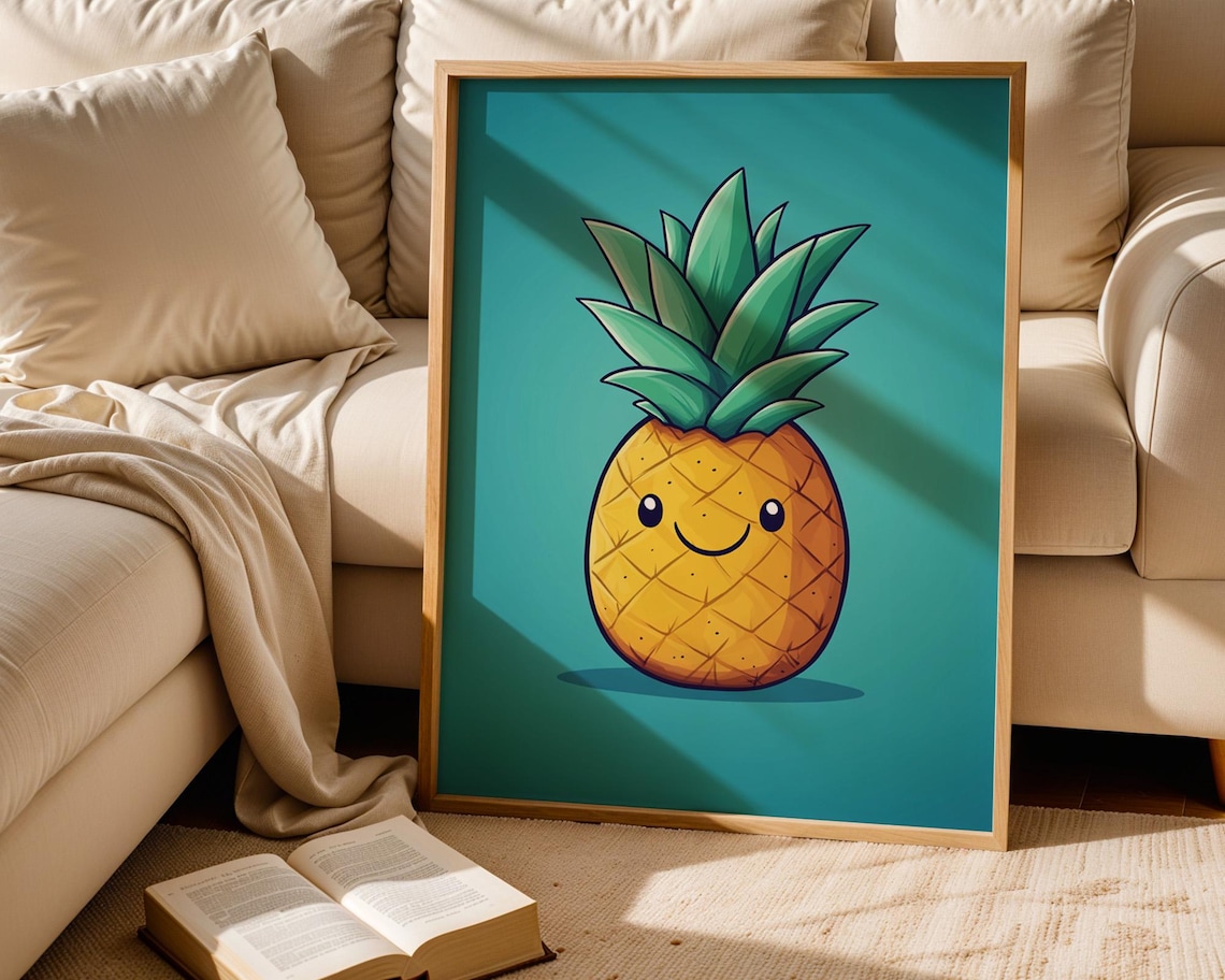 Cute Pineapple Kids Art Print, Kitchen Decor - Image 2