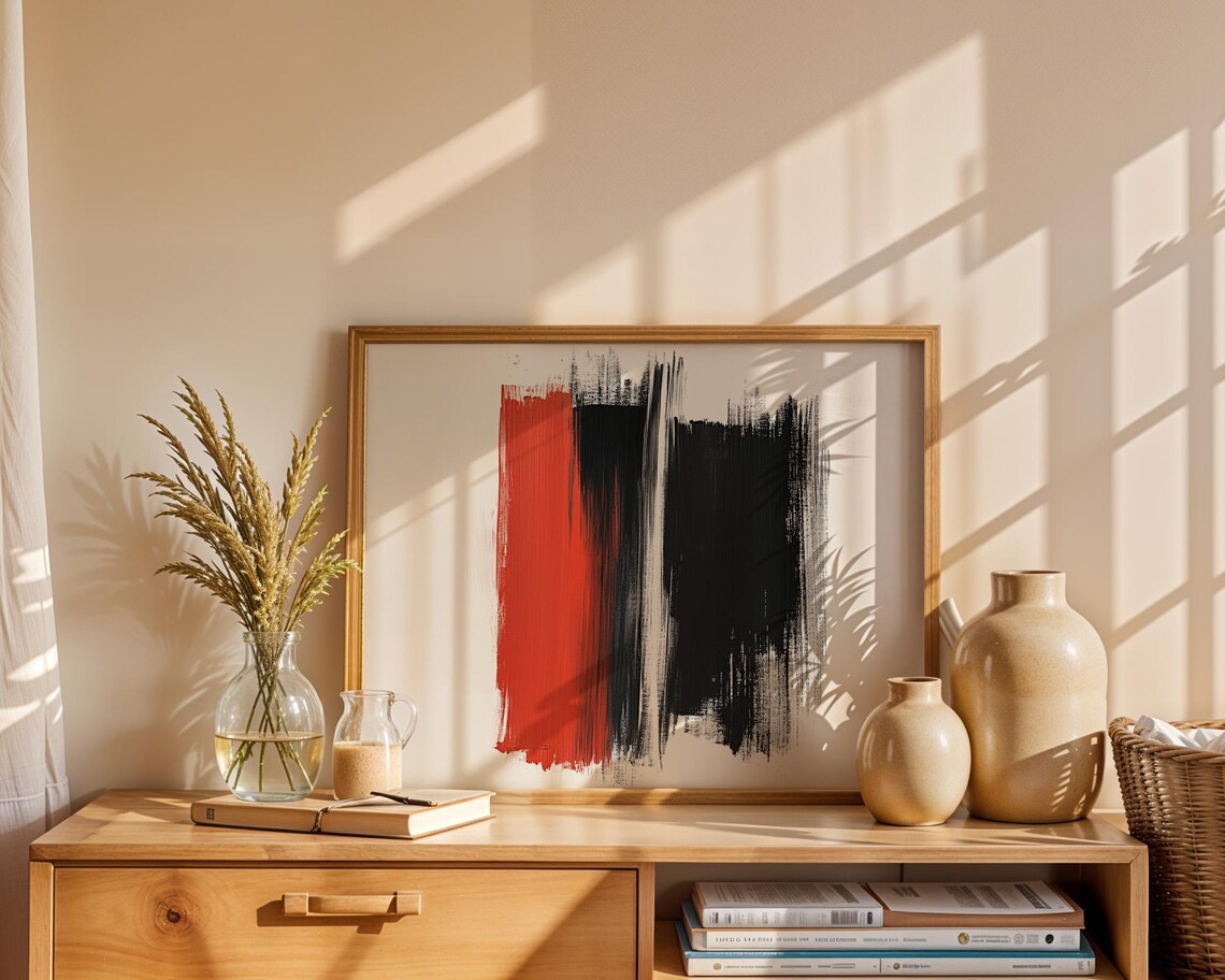 Black And Orange Double Paint Stroke Poster Modern Art Wall Art For Home Office Decor - Image 6