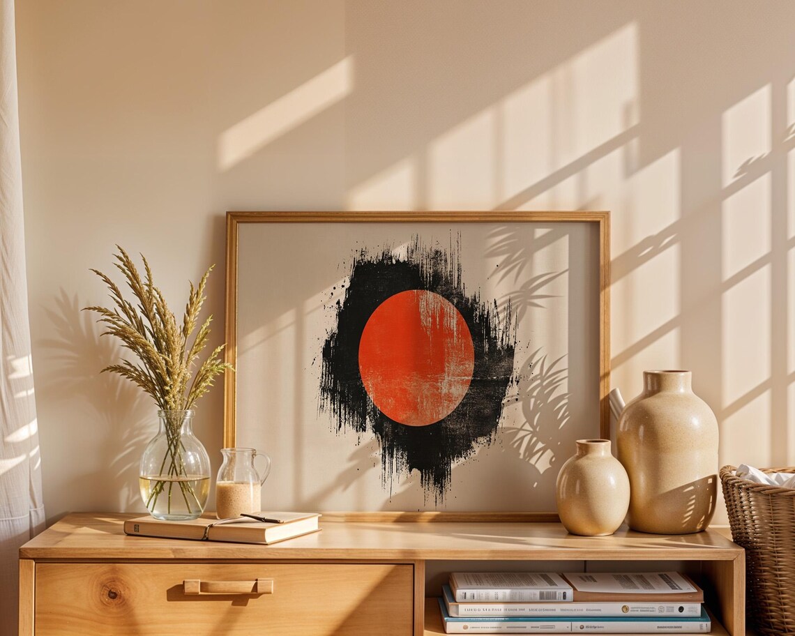 Orange Moon Art Print Modern Art Wall Art For Home Office Decor For Room Aesthetics - Image 5
