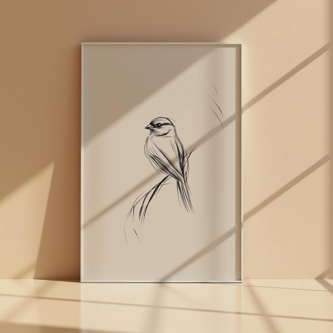 Sparrow Bird Line Art, Kitchen Office Decor