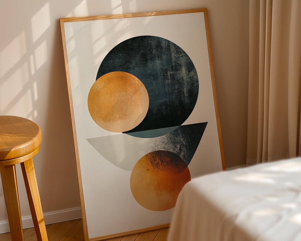 Abstract Boho Circles Art Print, Home Decor - Image 3