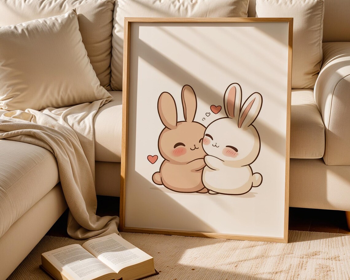 Cute Rabbit Couple, Home and Room Decor