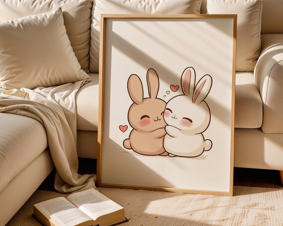 Cute Rabbit Couple, Home and Room Decor