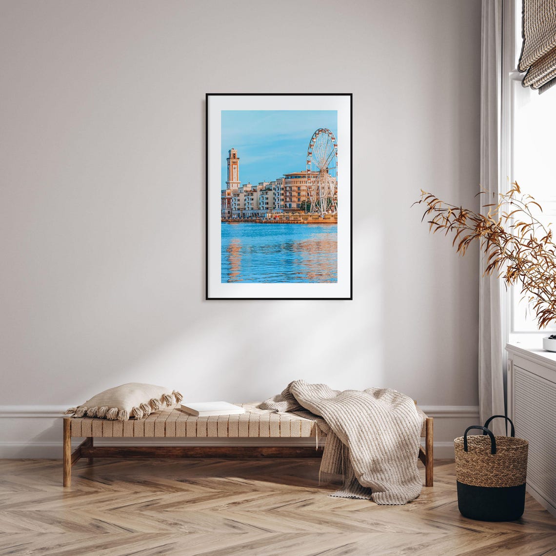 Bari Italy Waterfront Clock Tower And Ferris Wheel Photo Poster - Image 2