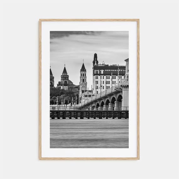 St Augustine Black and White Travel Poster, Wall Art