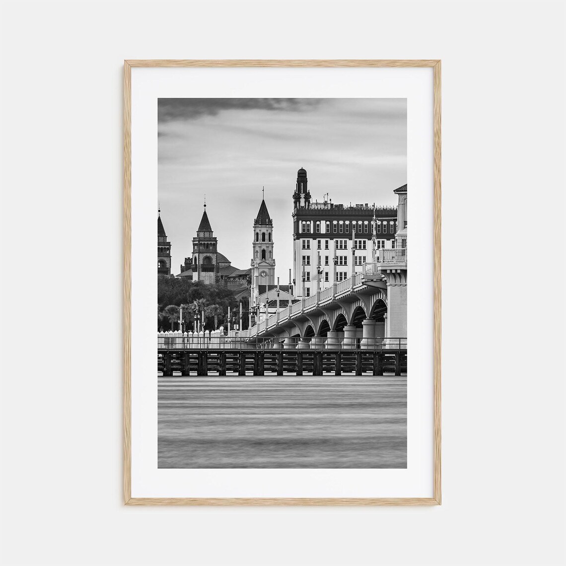 St Augustine Black and White Travel Poster, Wall Art