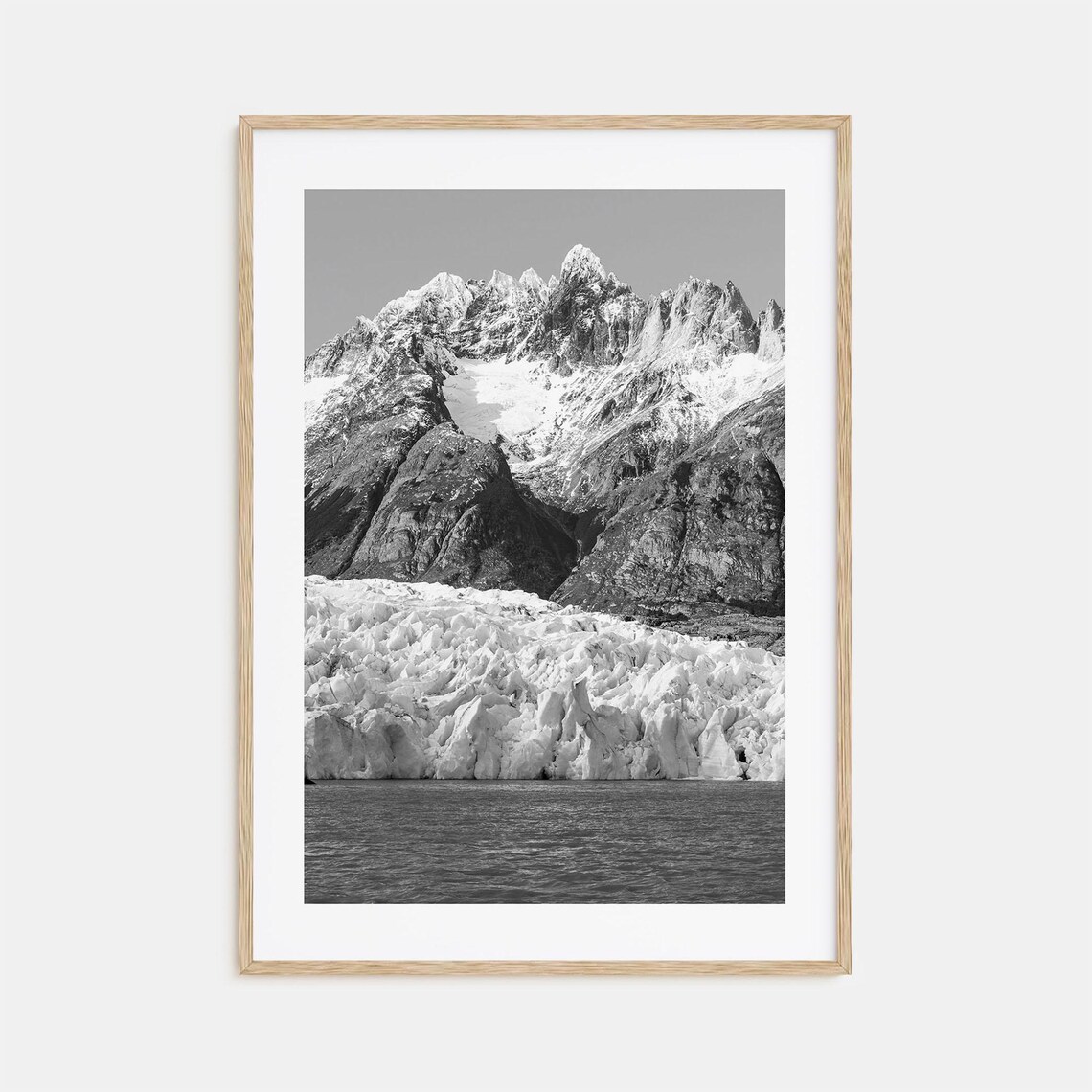Torres Del Paine Glacier Peaks Patagonia Black And White Poster