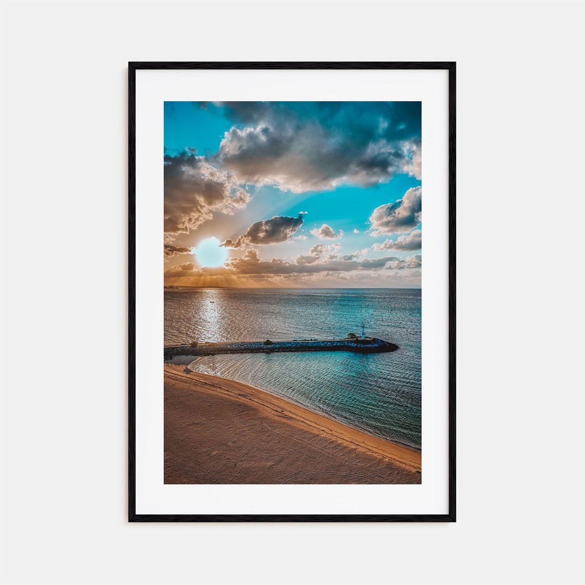 Stone Harbor Beach Jetty Sunset Dramatic Clouds Photo Poster