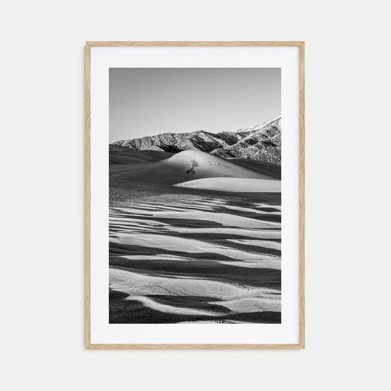 Great Sand Dunes Rippled Sand Shadows Black and White Photo Poster