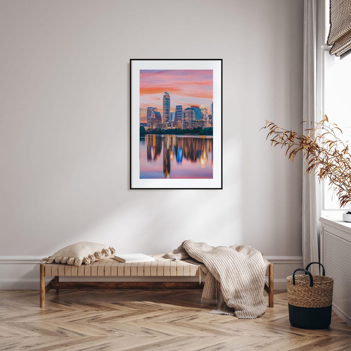 Austin Texas Skyline At Sunset Reflected In The River Photo Poster - Image 2