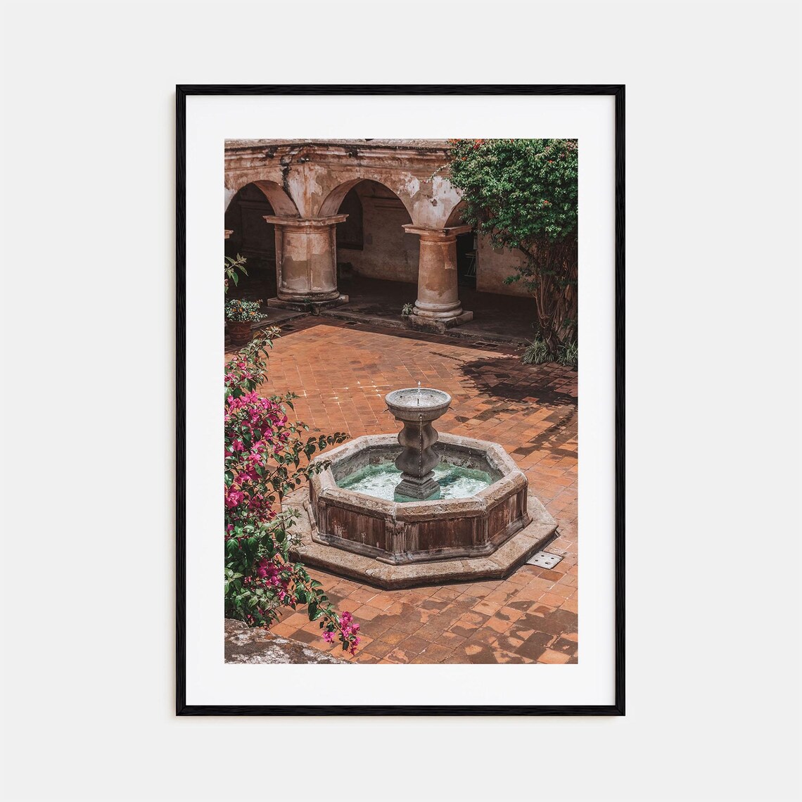 Antigua Guatemala Colonial Courtyard Stone Fountain Photo Art Poster