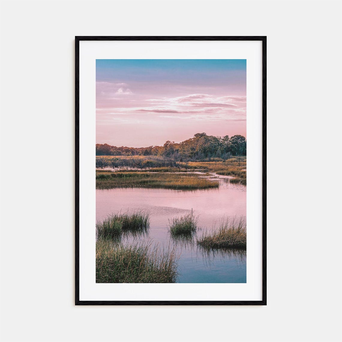 Cape Cod Salt Marsh at Dusk With Pink Sky Reflected in Water Poster