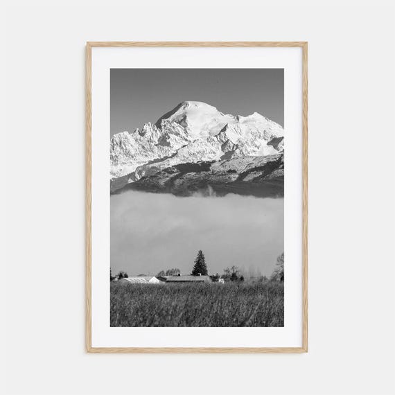 Mount Baker Black and White Travel Poster