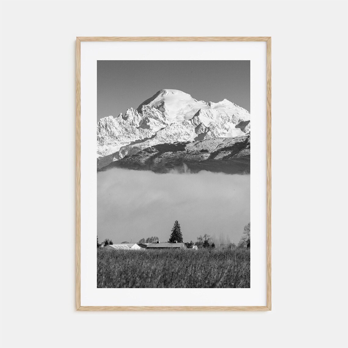 Mount Baker Black and White Travel Poster