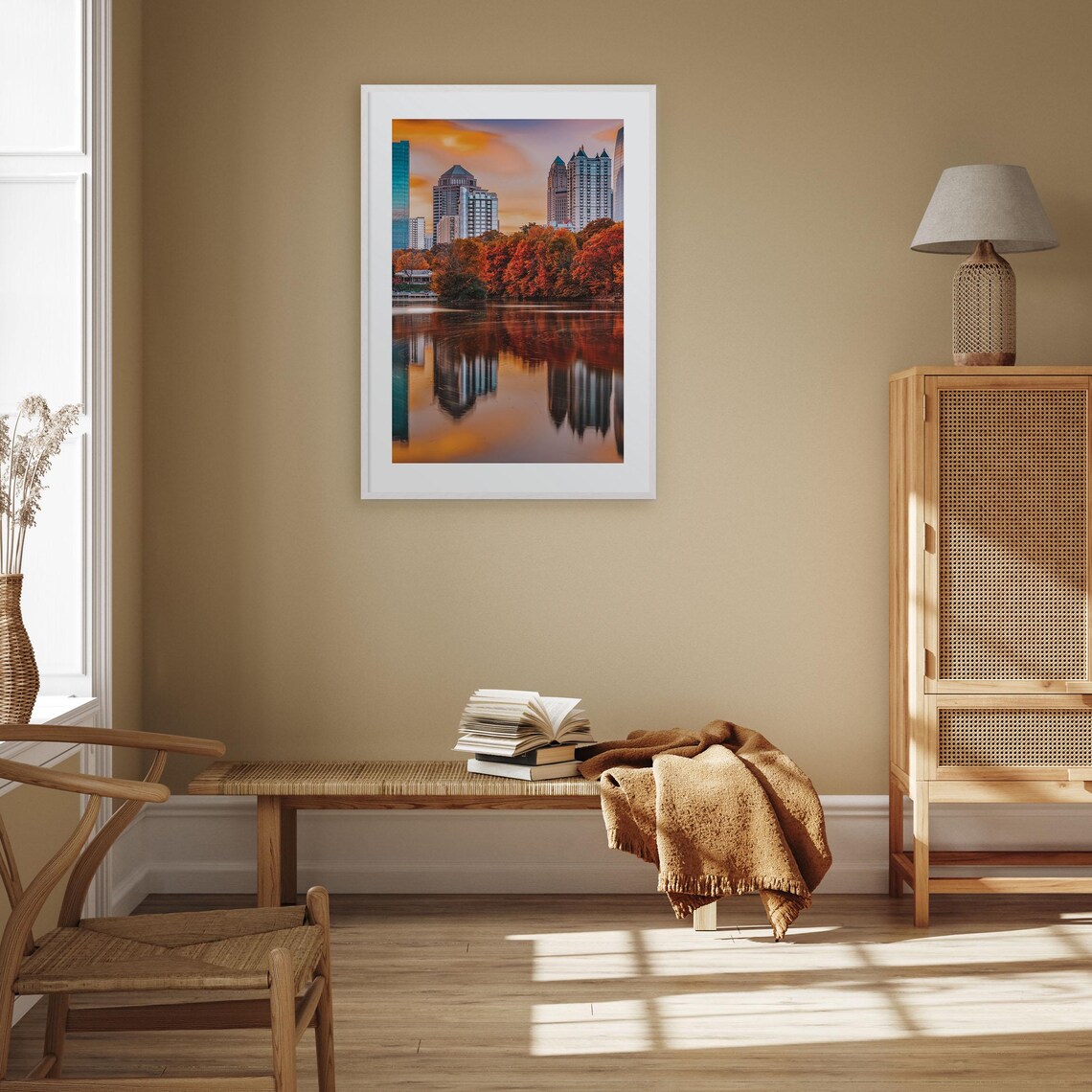 Atlanta Georgia Autumn Skyline Reflected In Lake Photo Poster - Image 3