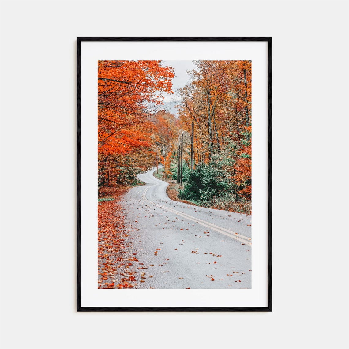Adirondack Mountains Autumn Road Winding Fall Colors Photo Poster