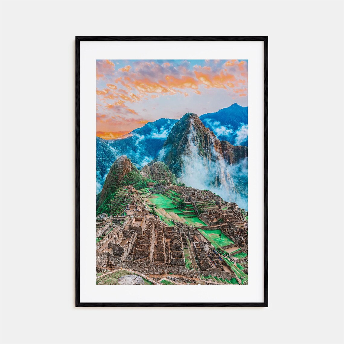 Machu Picchu Colorful Travel Poster, City Map