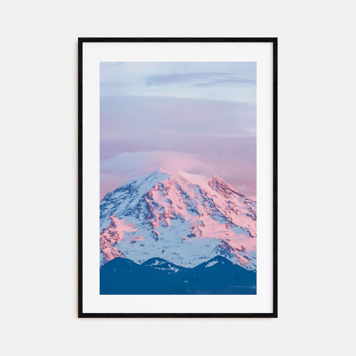 Mount Rainier Alpenglow Pink Snow Peak Washington Scenic Photo Poster